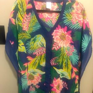 Tropical print cover-up.